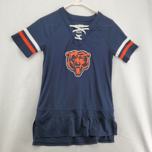 Chicago Bears Shirt Women's Laced up V-Neck Short Sleeve NFL Team Apparel Small - Picture 3 of 12